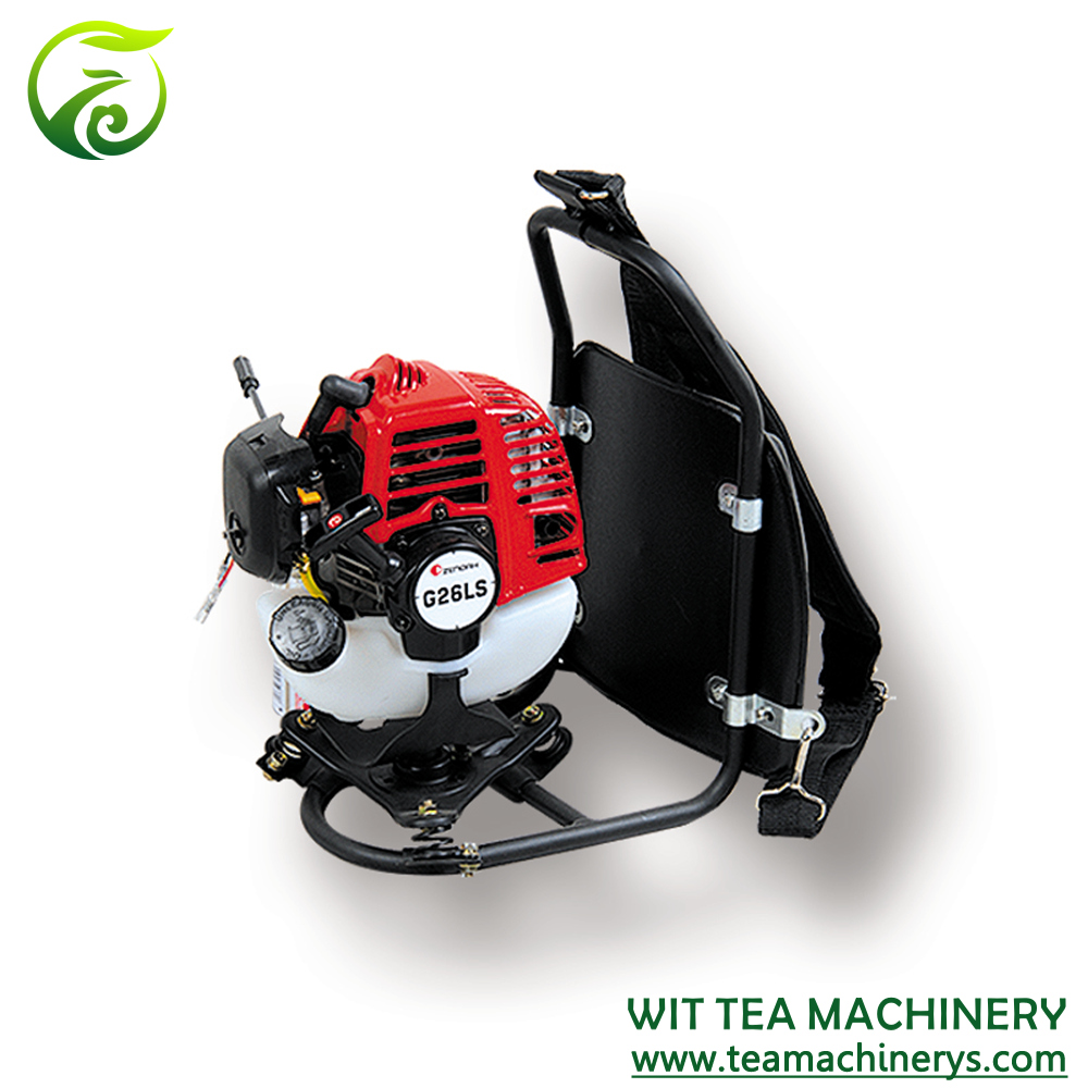 La macchina per la raccolta del tè ZC-4C-Z utilizza il motore KOMATSU a 2 tempi, potenza 0,81 kW, cilindrata 25,4 CC, peso totale di circa 9,2 kg, larghezza di taglio 450, 500 e 600 mm.